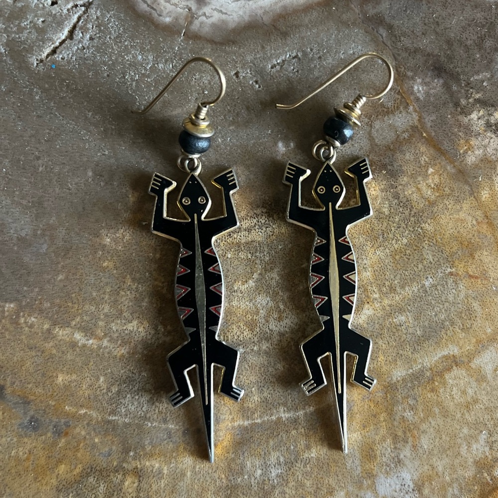 Vintage Laurel Burch LIZARDO earrings